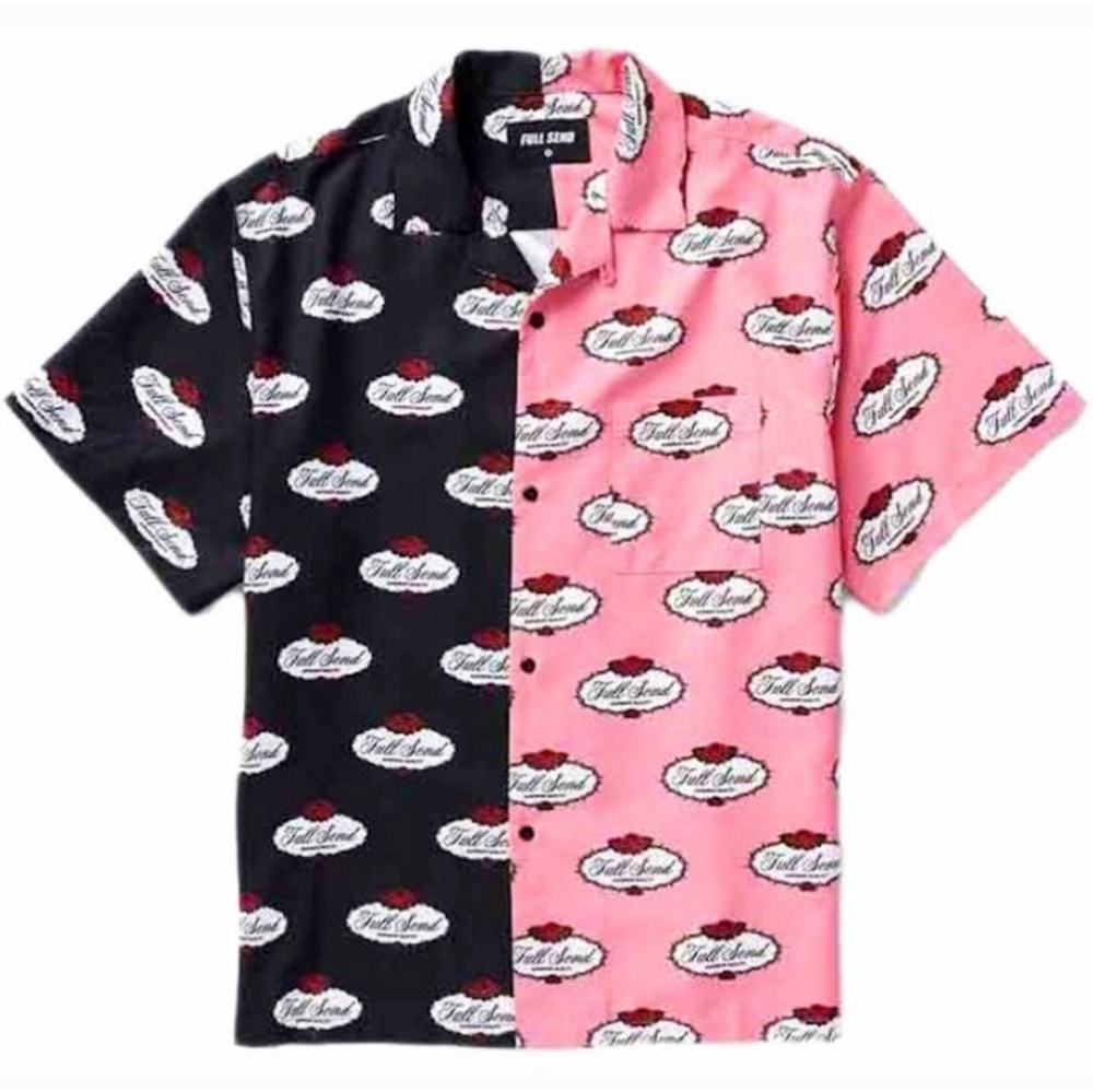 NWT! Full Send Nelk Boys Rose Print Split Button Shirt